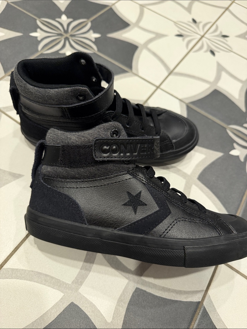 Converse Kids Black High-Top Sneakers with Velcro Strap